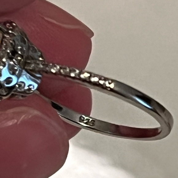 Fire Opal & Diamond 925 Silver Ring Size 5 - Picture 8 of 10